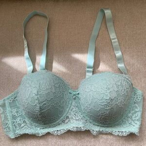 Longline Lace Balconette Bra in Mint Green